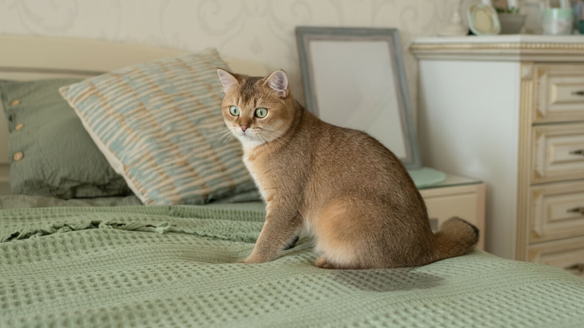 Katze hat auf Bett gepinkelt