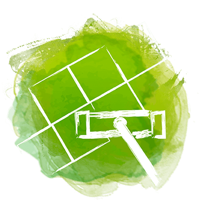 Icon Fliesen und Bodenwischer weiß auf grün Outline