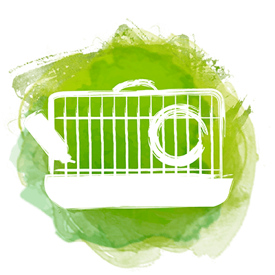 Icon Kleintierkäfig weiß auf grün Outline