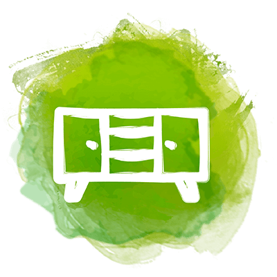 Icon Kommode weiß auf grün Outline