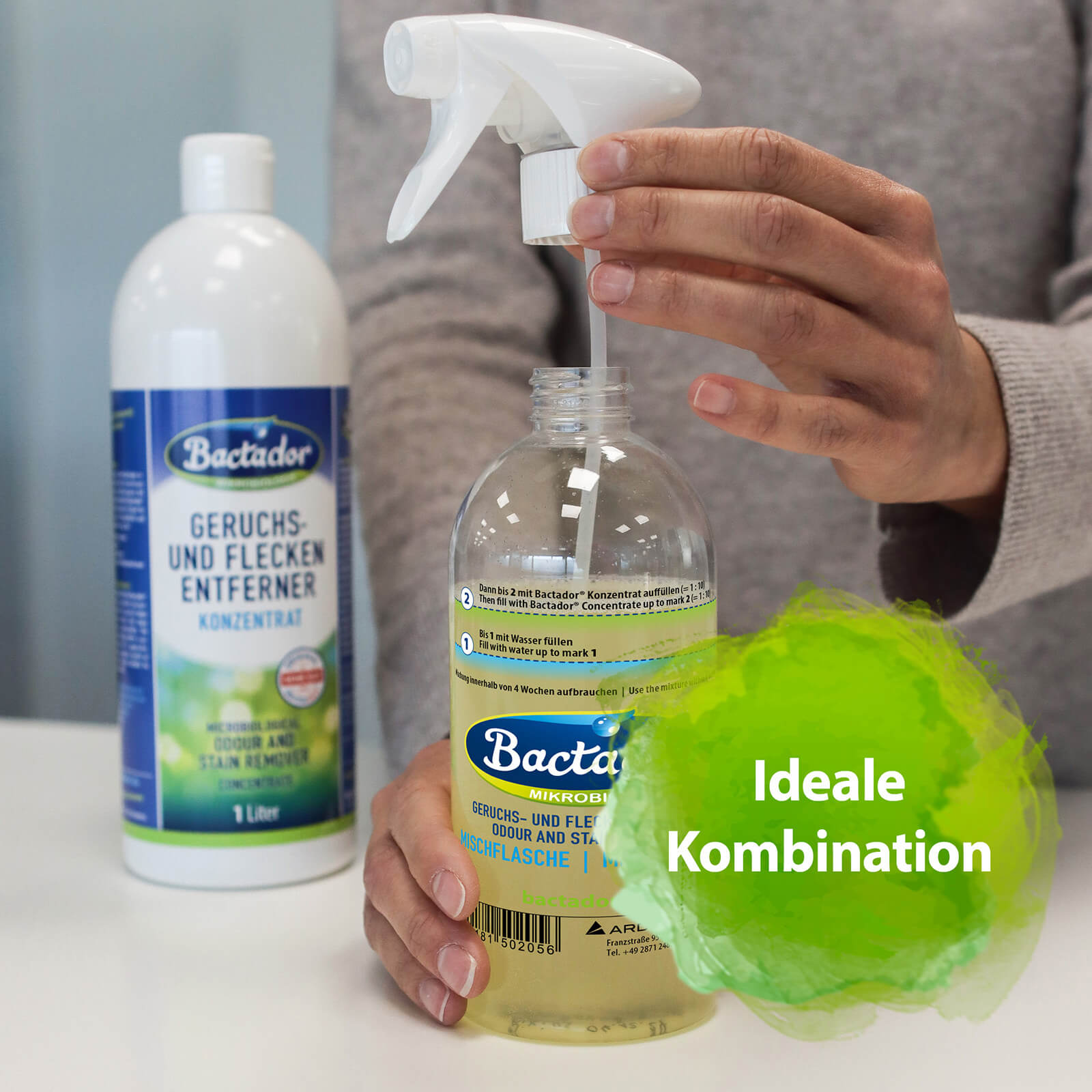 Bactador Mischflasche - Ideale Kombination zum Mischen mit Konzentrat