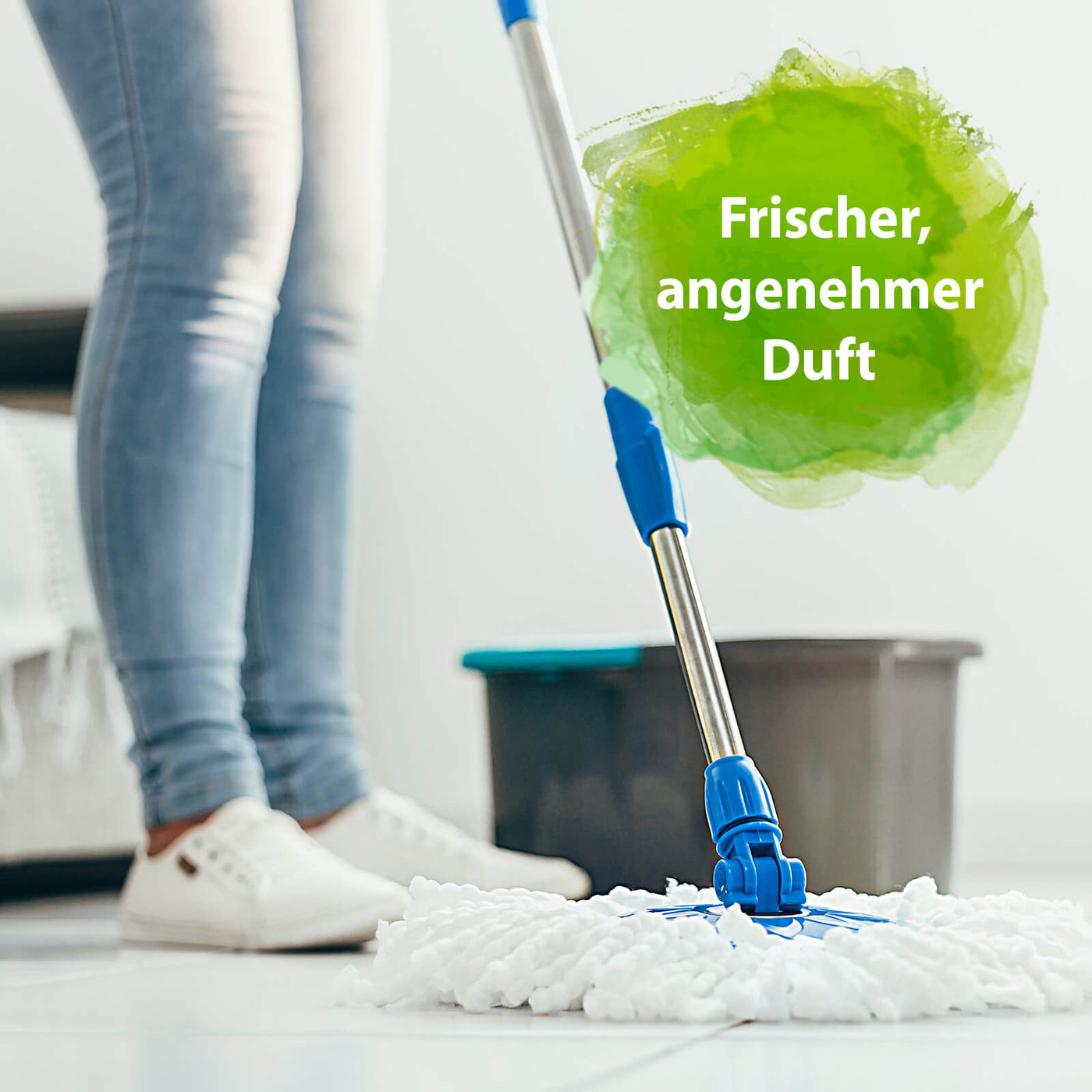Wischmopp und Wischwasser Boden reinigen -Frischer, angenehmer Duft