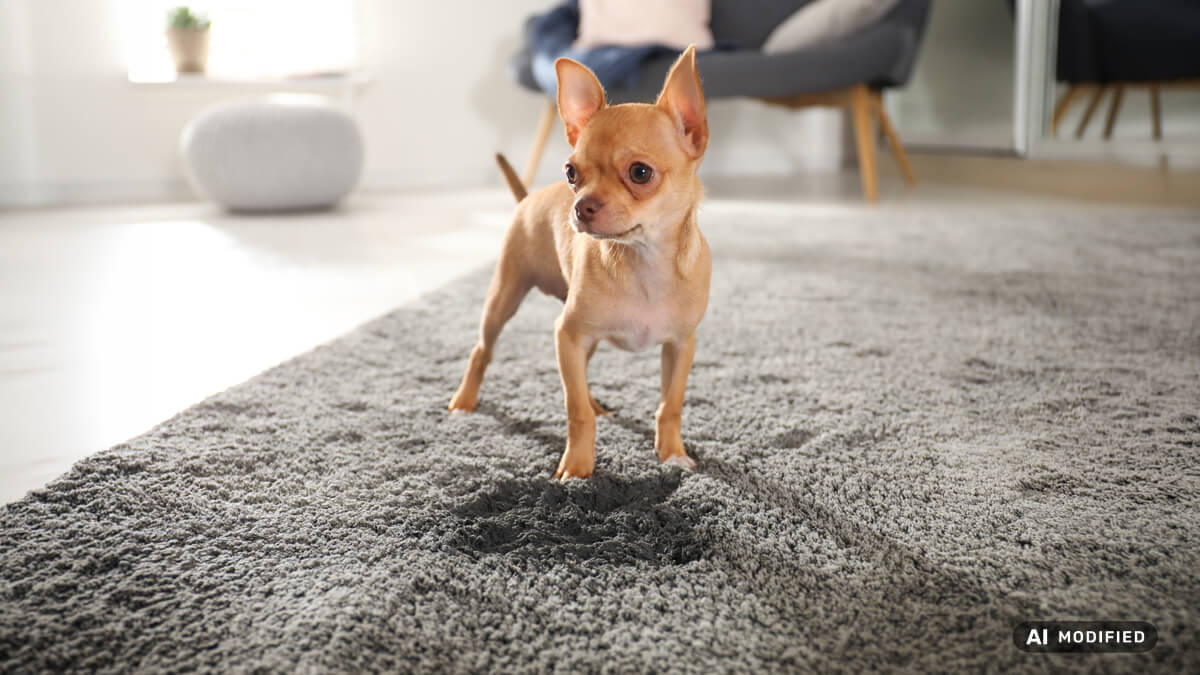  Hund hat auf Teppich gepinkelt